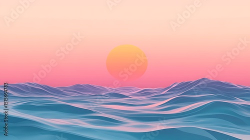 Pastel colored waves meet a vibrant sunset.