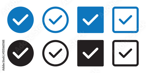 Checkmark icon set. Checkmark vector set. solid and line icon set. vector collection.