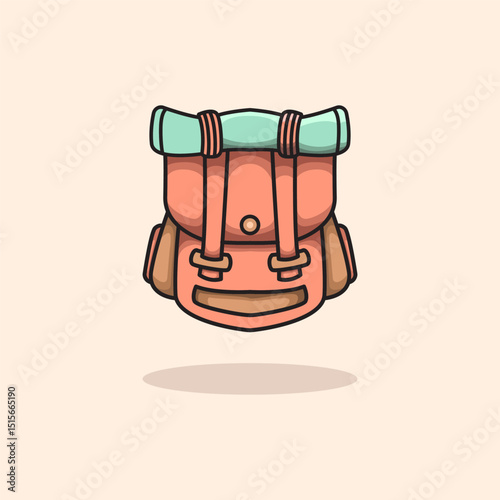 Vector illustration of a hiking backpack designed for outdoor adventure and travel Perfect for nature exploration themes camping gear visuals and projects related to mountain hiking and wilderness.