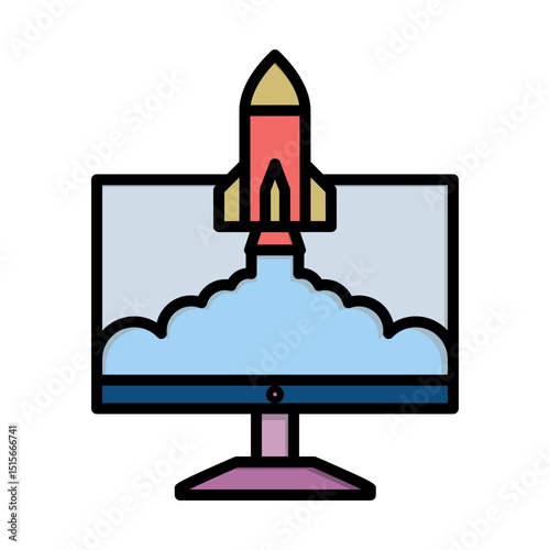 Rocket-Powered Startup Launch Acceleration Icon