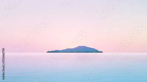 Tranquil island silhouette against a pastel sky.
