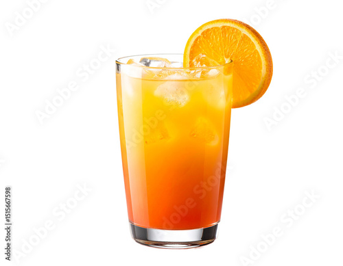Tequila Sunrise Mocktail isolated on transparent background