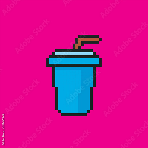 drink pixel art, vector illustration on isolated background.
