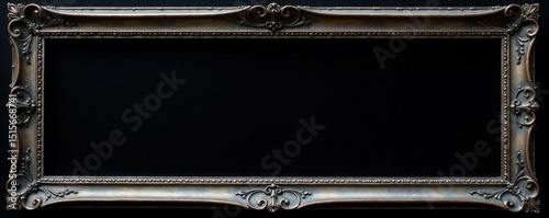 Aged silver picture frame, distressed finish, isolated black, photo frame, rustic, chipped paint