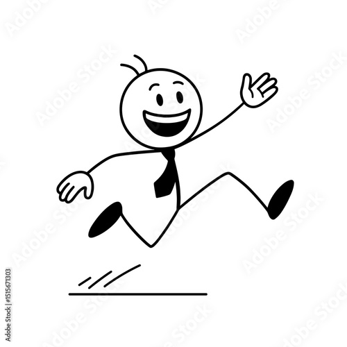 Stick figure jumping with excitement