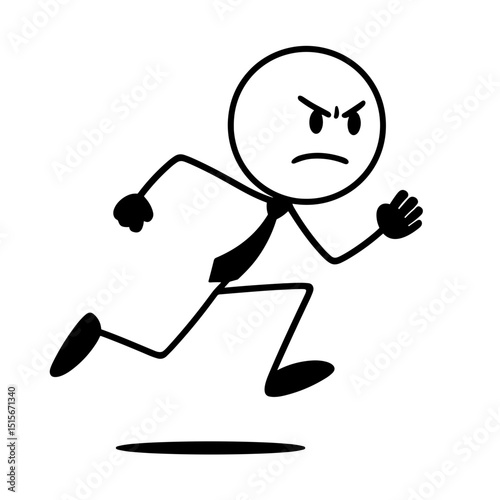 Angry stick figure sprinting fast