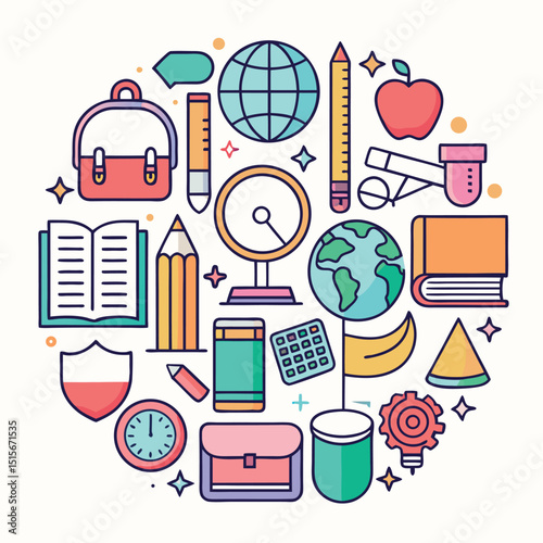 Art and Education Icons – Vector Illustration on White Background