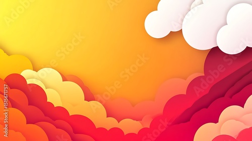 Colorful paper cut cloudscape design.