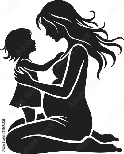 Mother hold a baby girl love mother day love maa beta illustration clipart illustration 