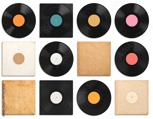Vintage vinyl records and covers