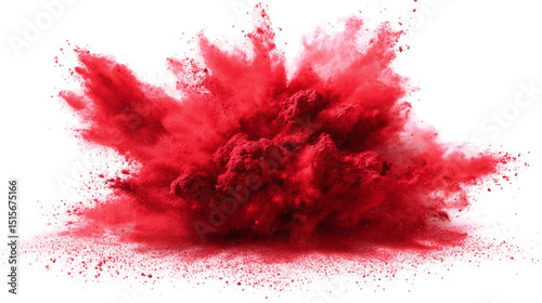 A vibrant red powder explosion against a black backdrop creating a dramatic visual effect look