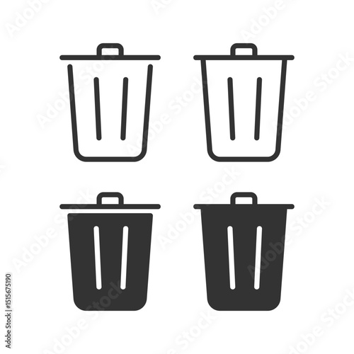 Recycle bin or trash can icon isolated flat design.