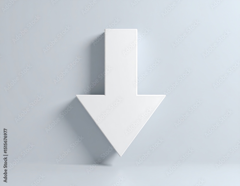 White arrow pointing down on light gray background White arrow pointing down on light gray background
