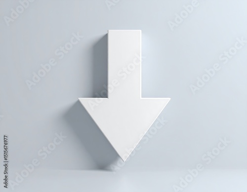White arrow pointing down on light gray background