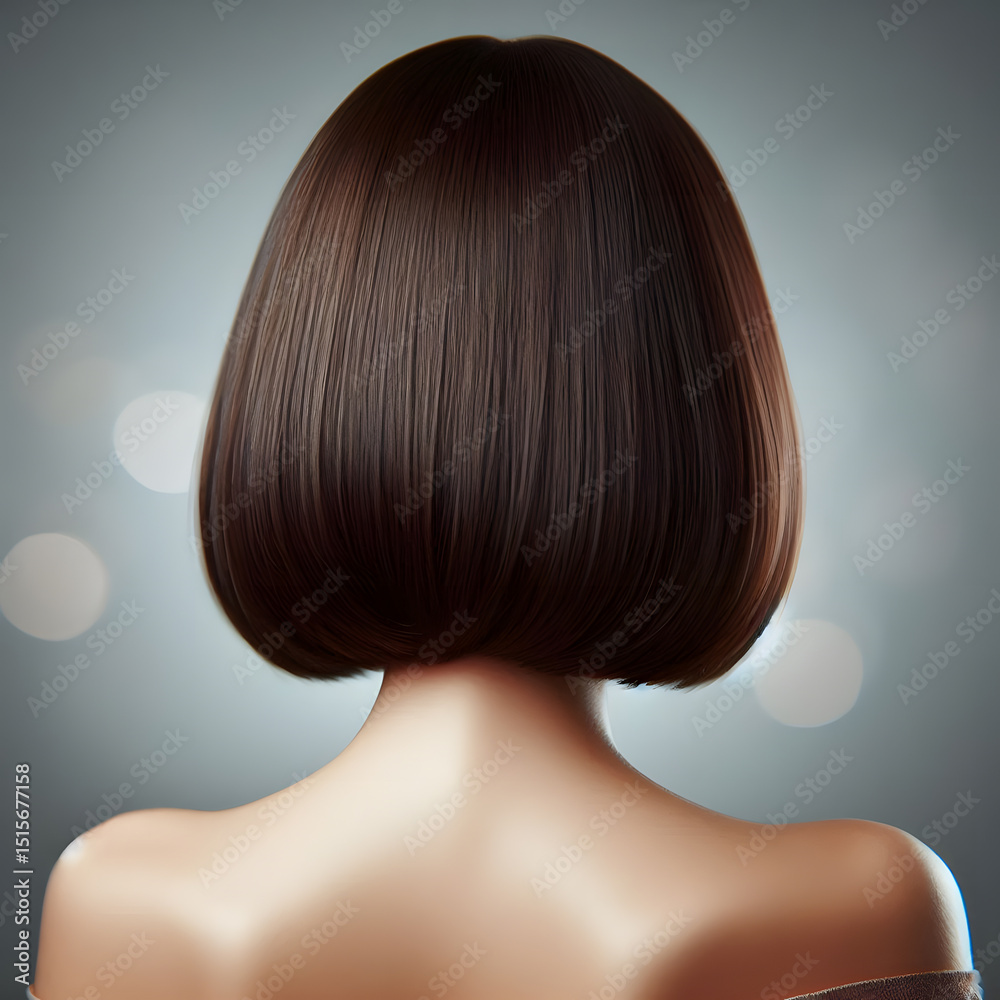 Fototapeta premium Classic Bob Haircut with Bokeh Background. Generative AI