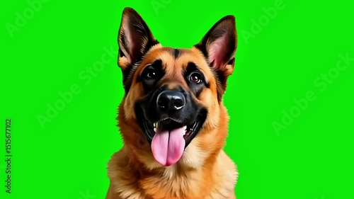 Happy German Dog on Green Screen, Generative AI