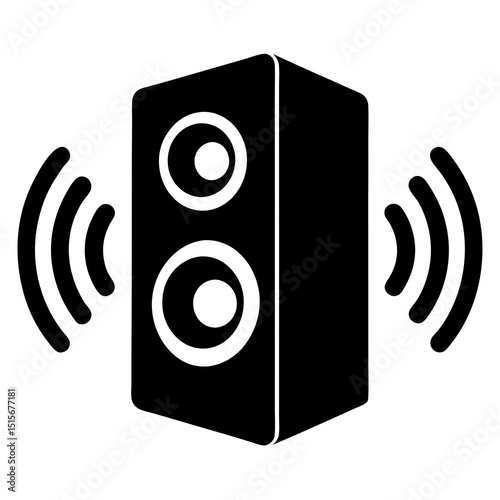 Black speaker icon with sound waves