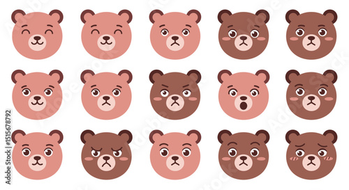 Cute Bear Emoticons & Emojis: Expressive Cartoon Animal Faces