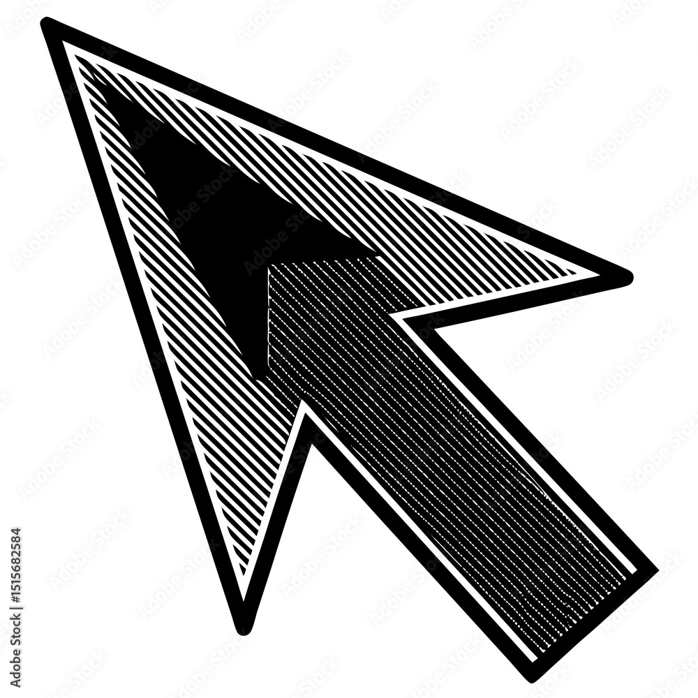 Stylized black and white cursor arrow graphic