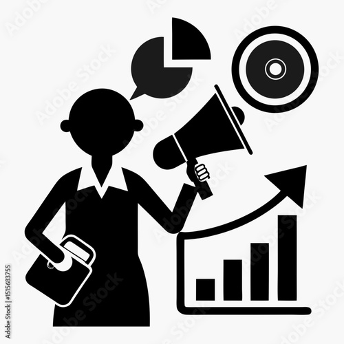 business man and business concept Vector icon illustration silhouette Graphics design image white background
