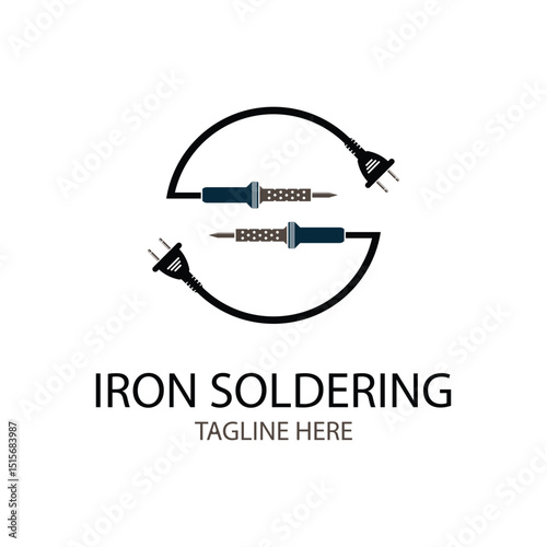 soldering iron logo design template, suitable for technician logo