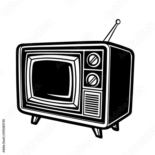 Illustration Of Retro TV Hand Drawn