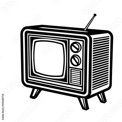 Illustration Of Retro TV Hand Drawn