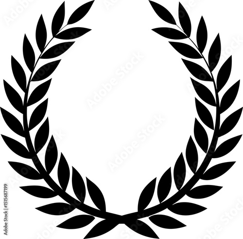 Set of Laurel Wreath Silhouette Vector Illustration 