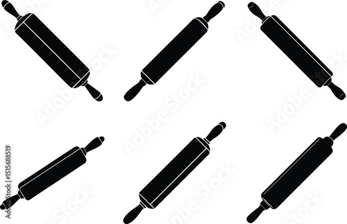 Rolling pin Silhouette Vector Illustration Bundle