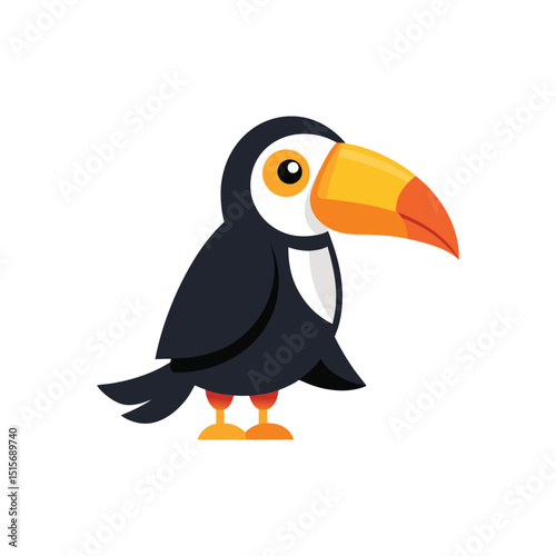 Flat and Minimal Toucan icon vector illustration isolated on white background
