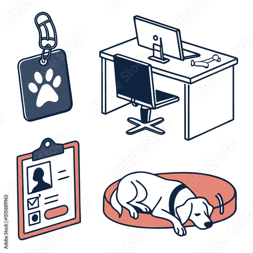 Minimalist Vector Pack Dog & Work Icons - Downloadable EPS File