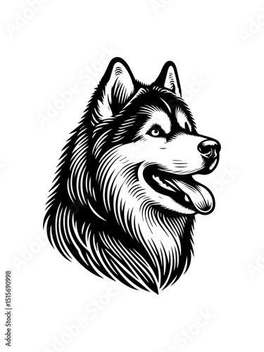 Energetic Siberian Husky dog vector logo illustration showcasing a playful and friendly canine companion