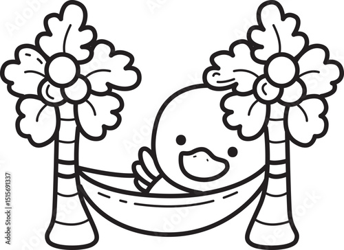 Outline of Funny baby Duck animal series. Coloring pages of Duck designs.