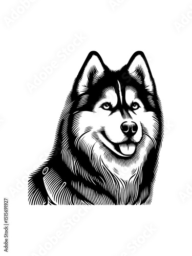 Energetic Siberian Husky dog vector logo illustration showcasing a playful and friendly canine companion