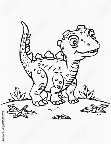 dinosaur cartoon illustration coloring sketch