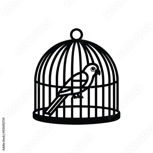 parrot sits in a cage icon vector illustration isolated on white background