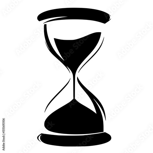 Black and White Hourglass Icon Symbolizing Timeม Minimalist black hourglass icon on white background, representing time, countdown, urgency, or classic timekeeping in symbolic style.

