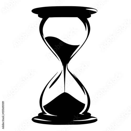 Black and White Hourglass Icon Symbolizing Timeม Minimalist black hourglass icon on white background, representing time, countdown, urgency, or classic timekeeping in symbolic style.

