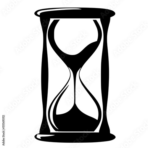 Black and White Hourglass Icon Symbolizing Timeม Minimalist black hourglass icon on white background, representing time, countdown, urgency, or classic timekeeping in symbolic style.


