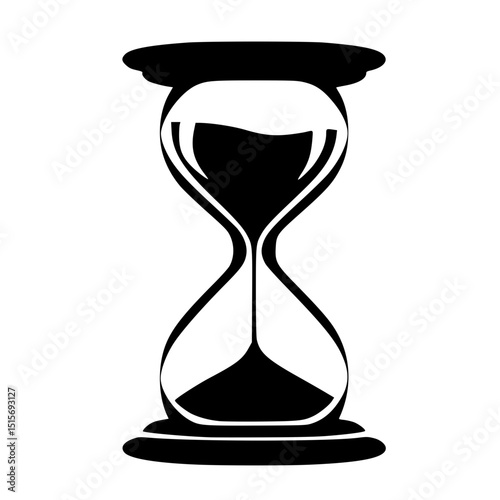 Black and White Hourglass Icon Symbolizing Timeม Minimalist black hourglass icon on white background, representing time, countdown, urgency, or classic timekeeping in symbolic style.

