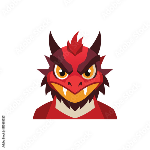 Flat and Minimal Angry dragon face icon vector illustration isolated on white background 