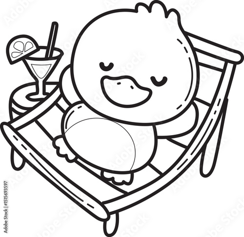 Outline of Funny baby Duck animal series. Coloring pages of Duck designs.