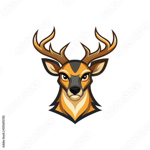 Flat and Minimal a fierce deer icon vector illustration isolated on white background 