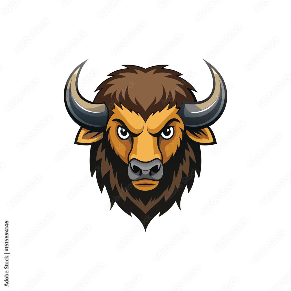 Naklejka premium Minimal a fierce bison icon vector illustration isolated on white background 