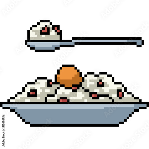 pixel art of food rice dish restaurant