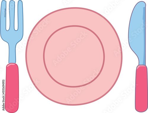 plate with cutlery vector icon.Fork, spoon and plate  icon vector