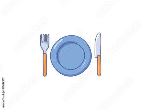 plate with cutlery vector icon.Fork, spoon and plate  icon vector