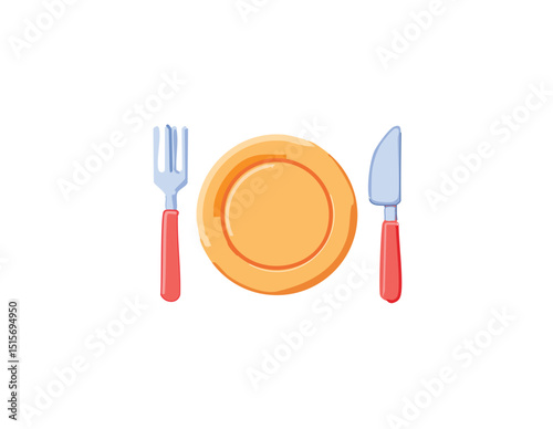 plate with cutlery vector icon.Fork, spoon and plate  icon vector
