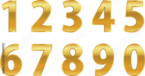 金色に輝く数字のセット