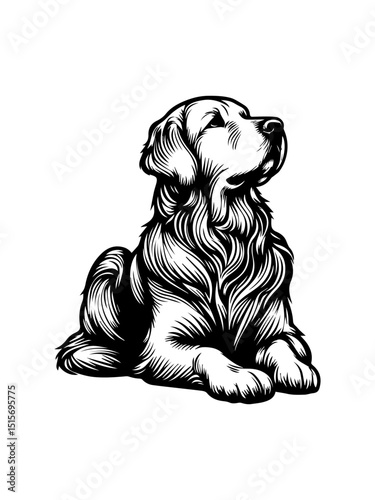 Detailed Golden Retriever dog vector illustration depicting the breed's expressive eyes and gentle demeanor